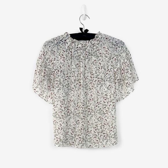 Zapa Paris Floral Blouse Large Cream Flowy Boho Chic Romantic French Girl Summer - Picture 2 of 4